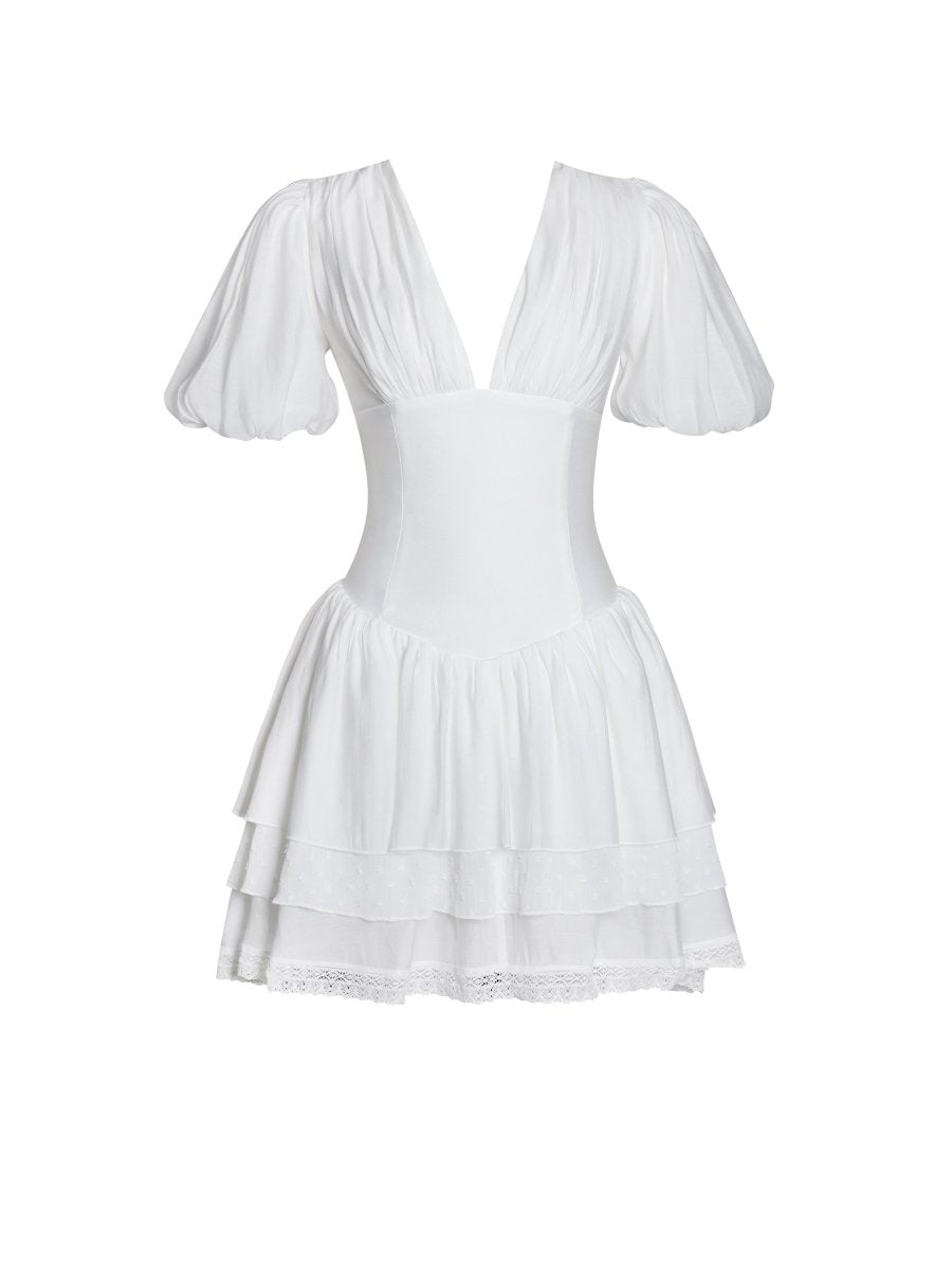 Caitlyn Bubble Sleeve Layered Mini Corset Dress - HOUSE OF SHE
