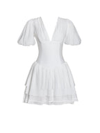 Caitlyn Bubble Sleeve Layered Mini Corset Dress - HOUSE OF SHE