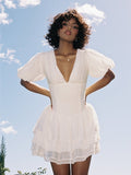 Caitlyn Bubble Sleeve Layered Mini Corset Dress - HOUSE OF SHE