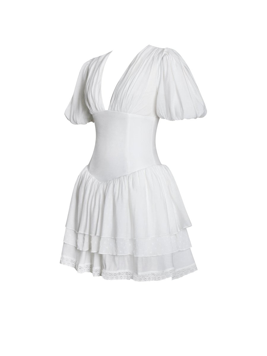 Caitlyn Bubble Sleeve Layered Mini Corset Dress - HOUSE OF SHE
