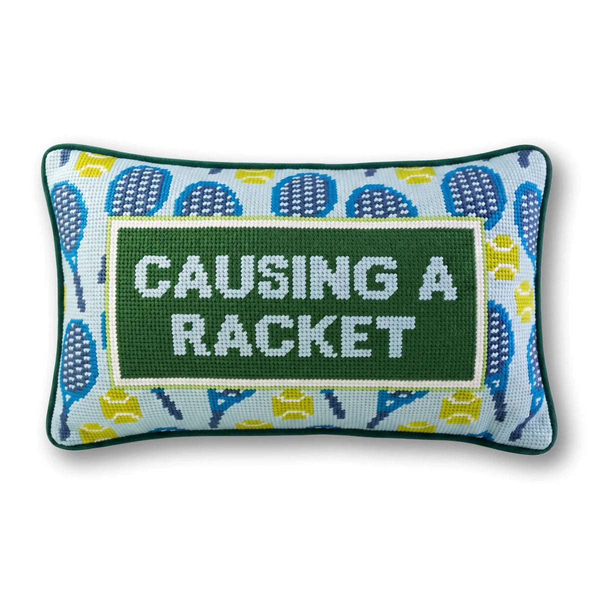 Causing A Racket Needlepoint Pillow - HOUSE OF SHE