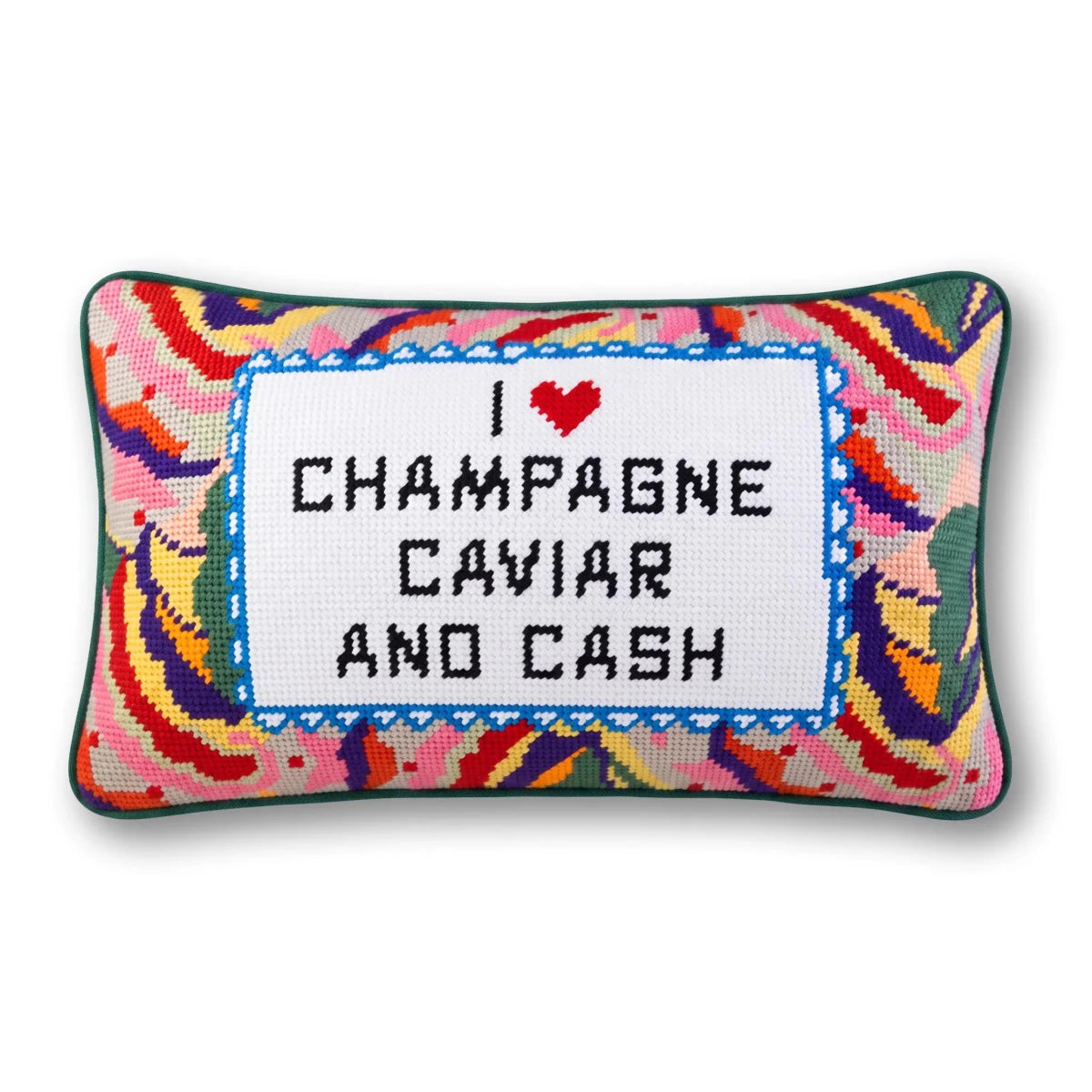 Caviar and Cash Needlepoint Pillow - HOUSE OF SHE