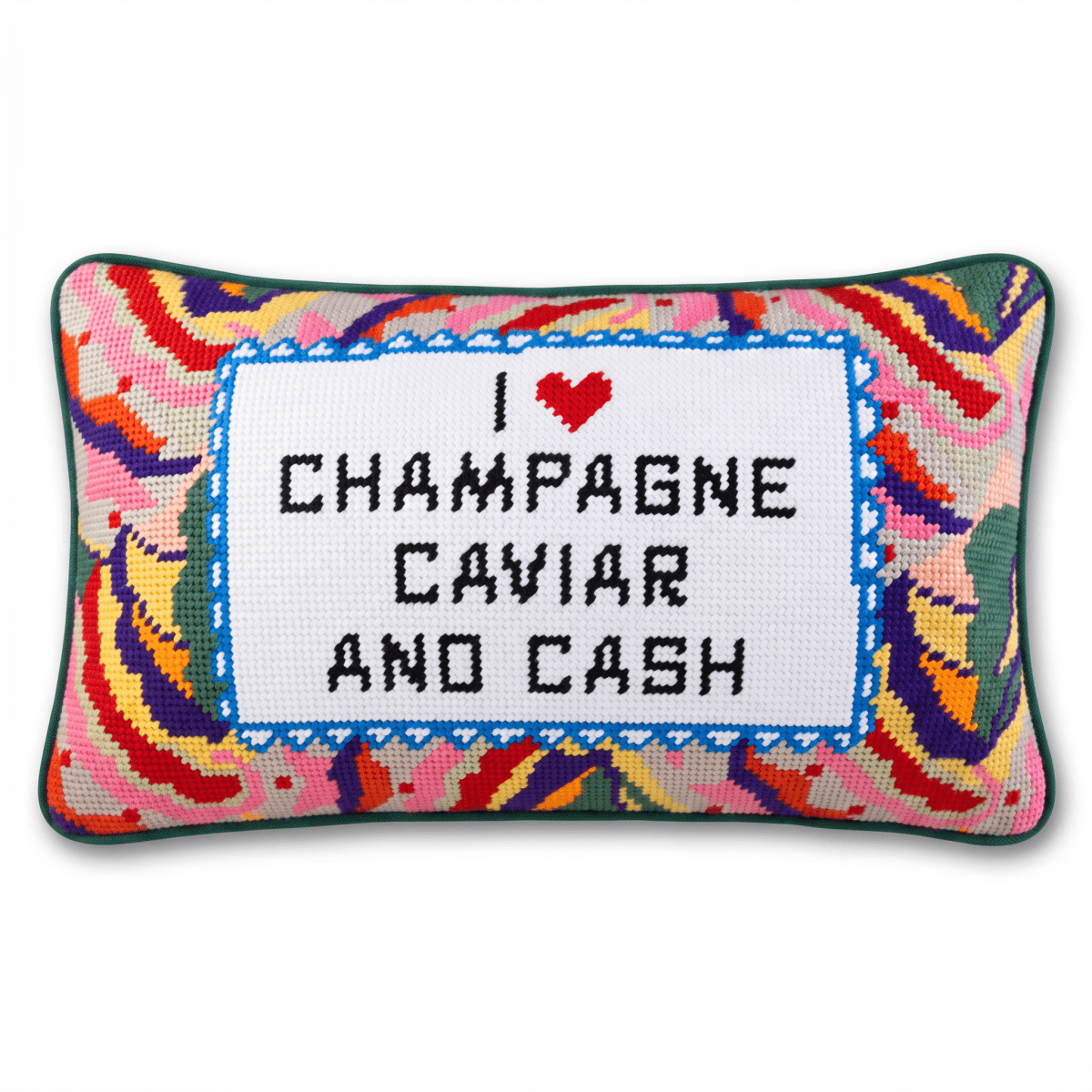 Caviar and Cash Needlepoint Pillow - HOUSE OF SHE