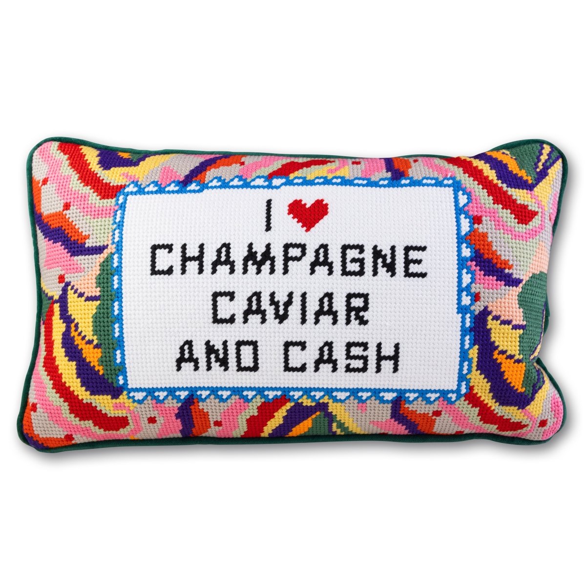 Caviar and Cash Needlepoint Pillow - HOUSE OF SHE