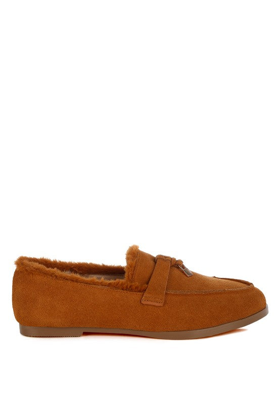 Ohrid Suede & Faux Fur Flat Loafers  HOUSE OF SHE