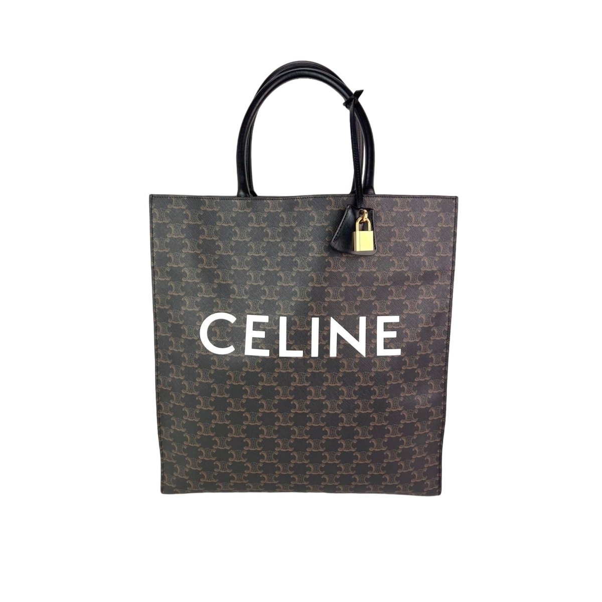 Celine Triomphe Vertical Cabas Black Monogram Canvas Tote - HOUSE OF SHE
