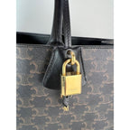 Celine Triomphe Vertical Cabas Black Monogram Canvas Tote - HOUSE OF SHE