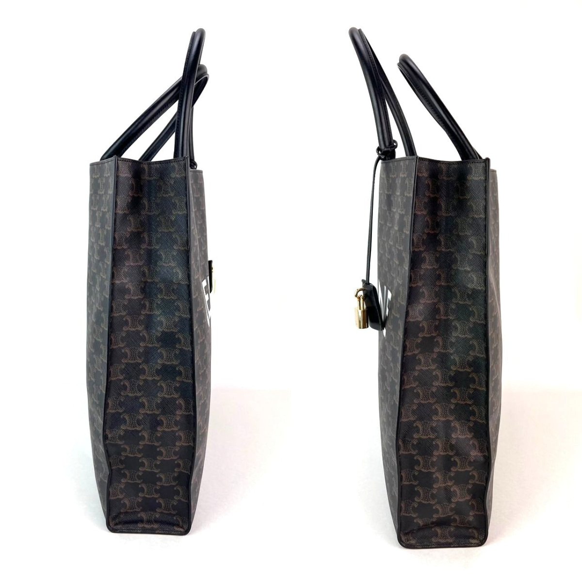 Celine Triomphe Vertical Cabas Black Monogram Canvas Tote - HOUSE OF SHE