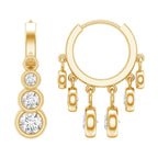 Certified Bezel Set Moissanite Hoop Dangle Earrings - HOUSE OF SHE