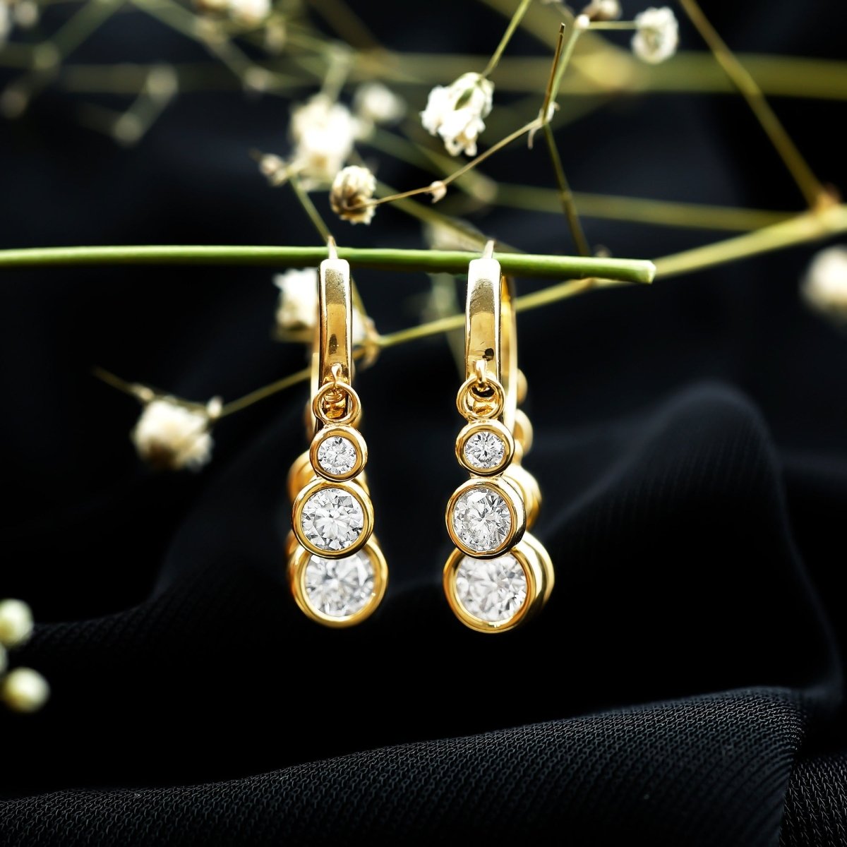 Certified Bezel Set Moissanite Hoop Dangle Earrings - HOUSE OF SHE
