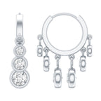 Certified Bezel Set Moissanite Hoop Dangle Earrings - HOUSE OF SHE