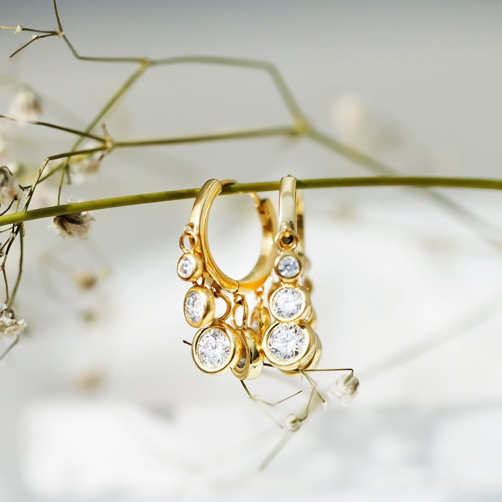 Certified Bezel Set Moissanite Hoop Dangle Earrings - HOUSE OF SHE