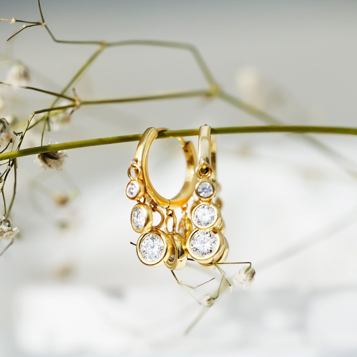 Certified Bezel Set Moissanite Hoop Dangle Earrings - HOUSE OF SHE