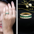 Certified Lab Grown Emerald 3 Row Eternity Wedding Band - HOUSE OF SHE