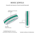 Certified Lab Grown Emerald 3 Row Eternity Wedding Band - HOUSE OF SHE