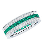 Certified Lab Grown Emerald 3 Row Eternity Wedding Band - HOUSE OF SHE