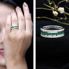 Certified Lab Grown Emerald 3 Row Eternity Wedding Band - HOUSE OF SHE