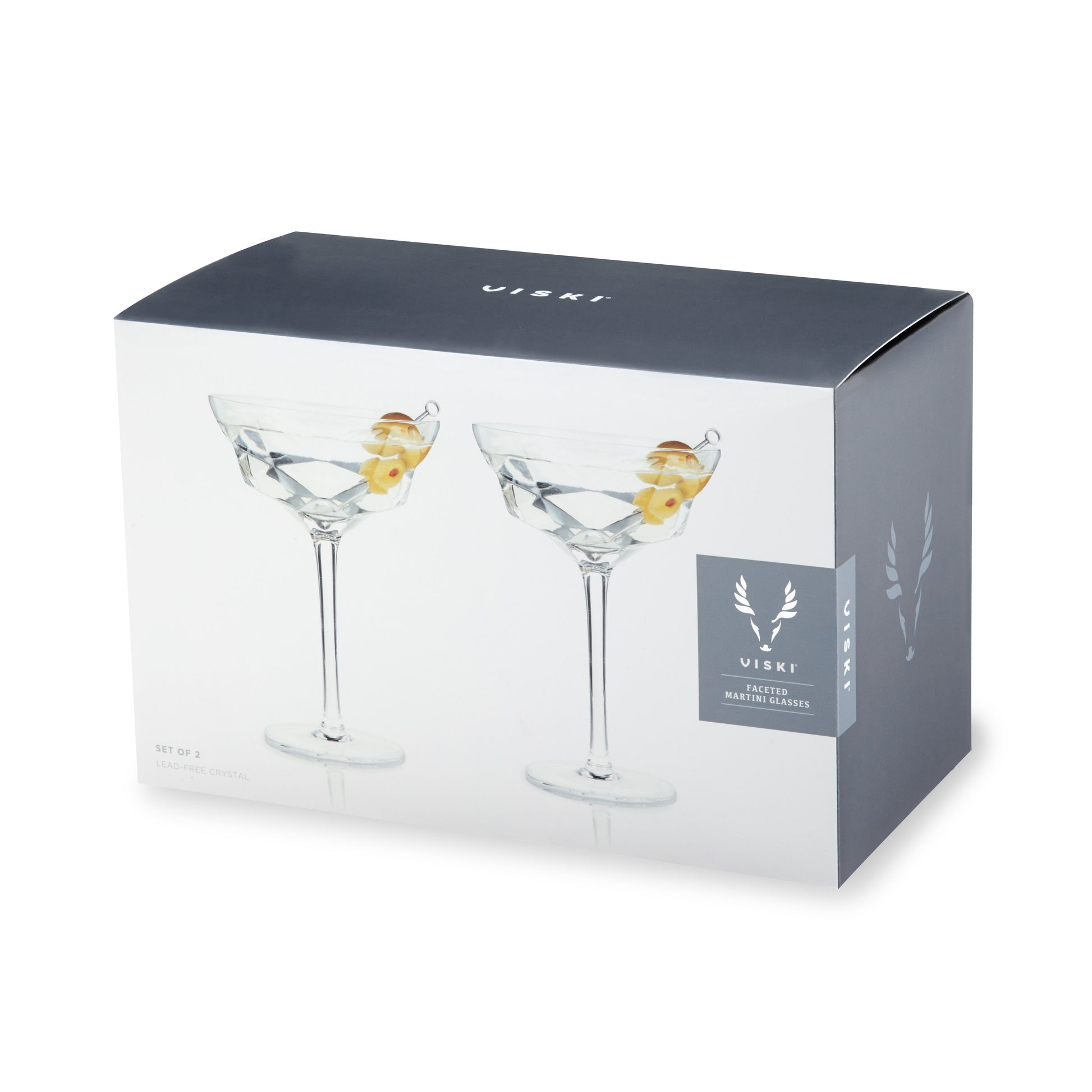 Seneca Faceted Crystal Martini Glasses Set of 2 - HOUSE OF SHE