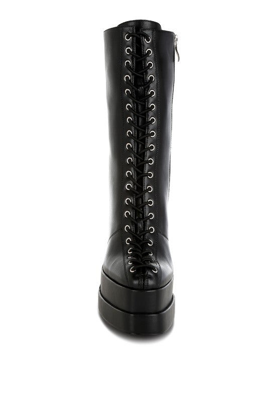 Sayal Faux Leather Lace Up Boots  HOUSE OF SHE
