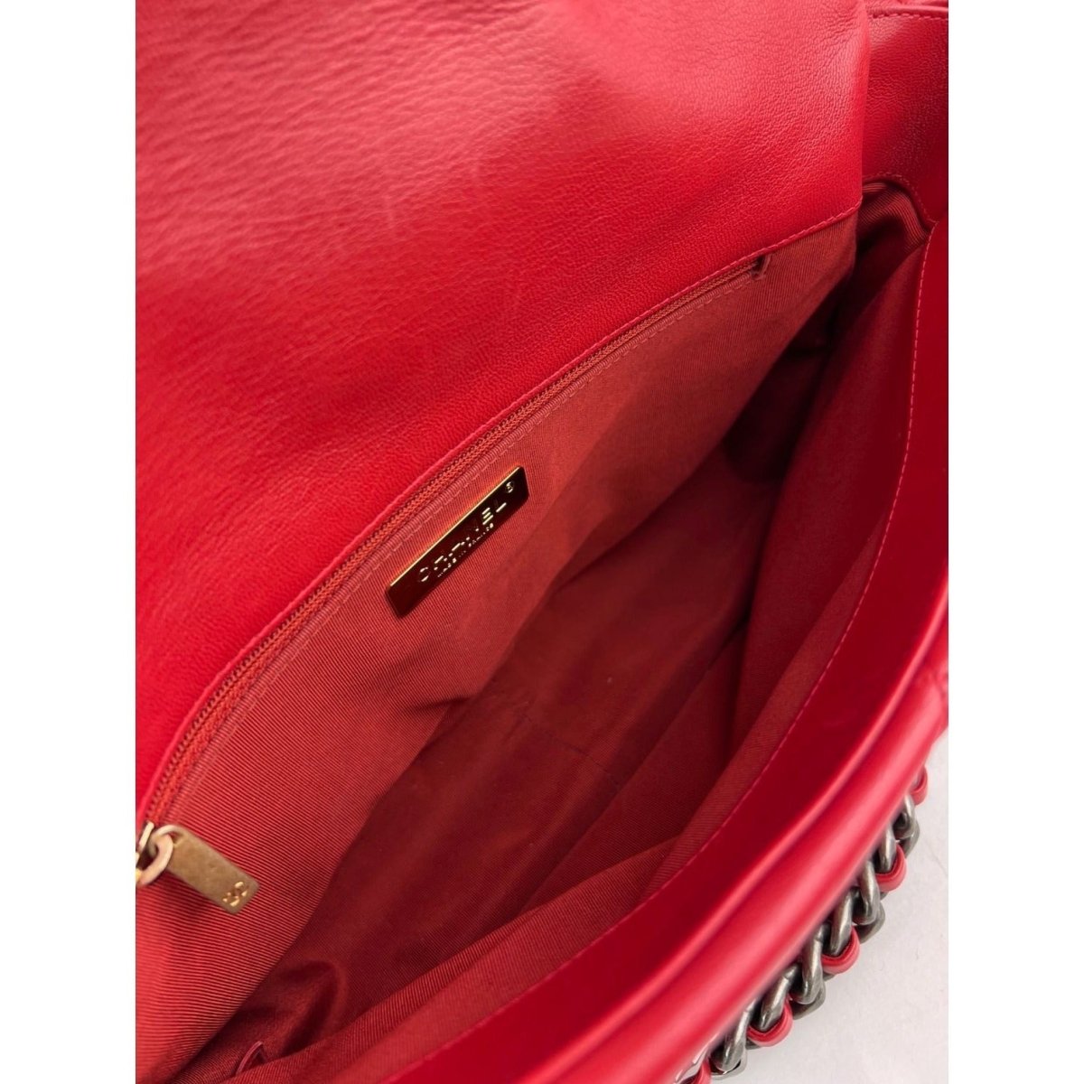 Chanel 19 Large Quilted Goatskin Silver and Gold Red Flap Bag - HOUSE OF SHE