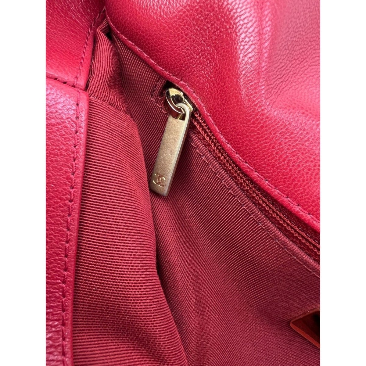 Chanel 19 Large Quilted Goatskin Silver and Gold Red Flap Bag - HOUSE OF SHE