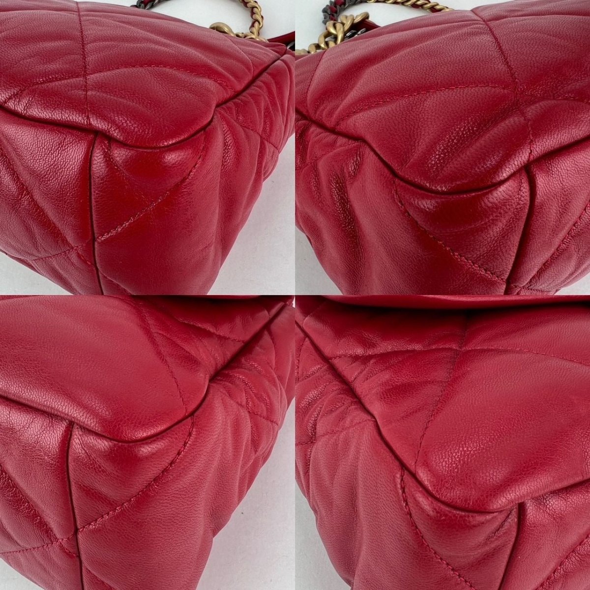 Chanel 19 Large Quilted Goatskin Silver and Gold Red Flap Bag - HOUSE OF SHE
