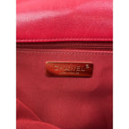 Chanel 19 Large Quilted Goatskin Silver and Gold Red Flap Bag - HOUSE OF SHE