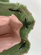 CHANEL Backpack Canvas Chevron Cuba Patchwork Khaki Green Backpack Preowned - HOUSE OF SHE