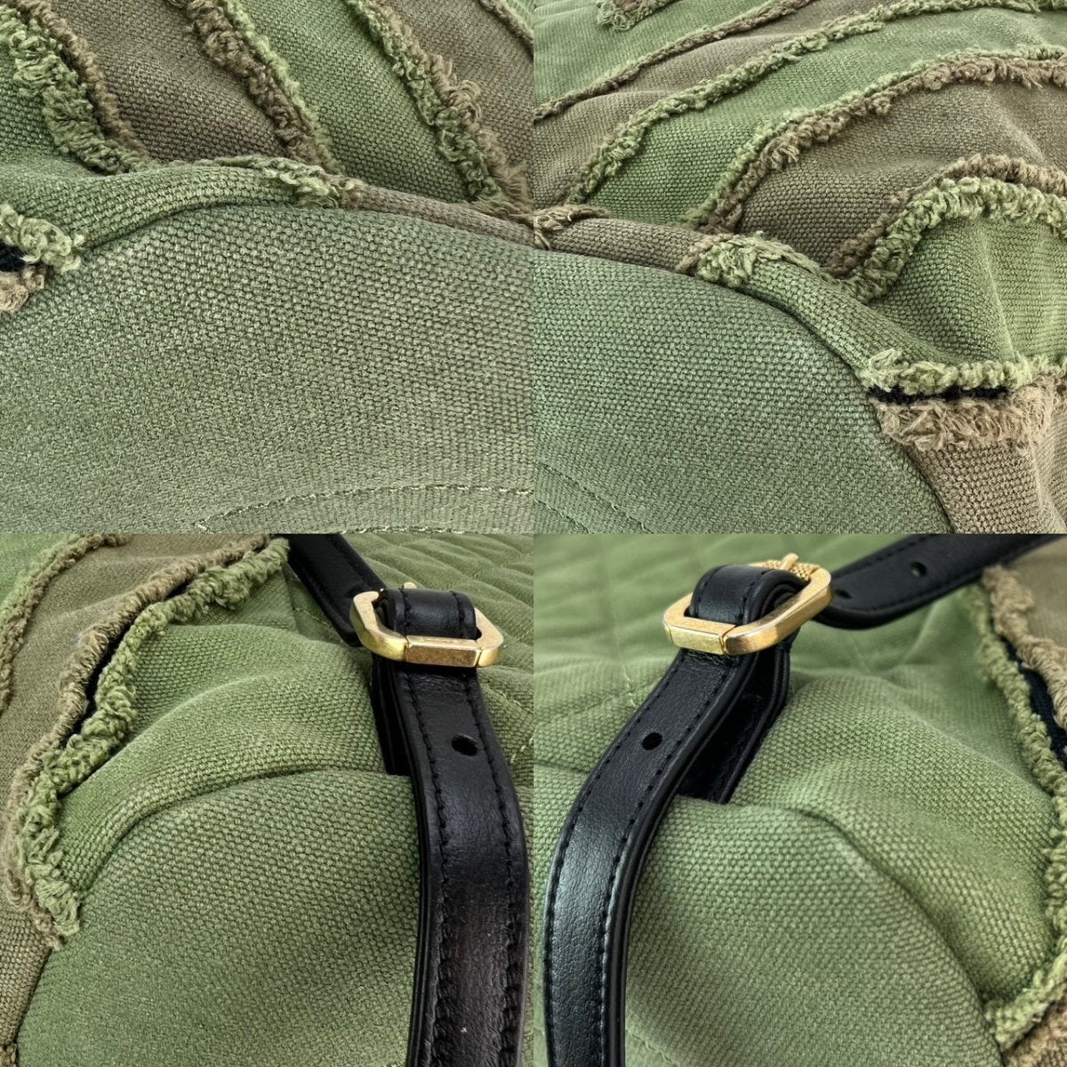 CHANEL Backpack Canvas Chevron Cuba Patchwork Khaki Green Backpack Preowned - HOUSE OF SHE