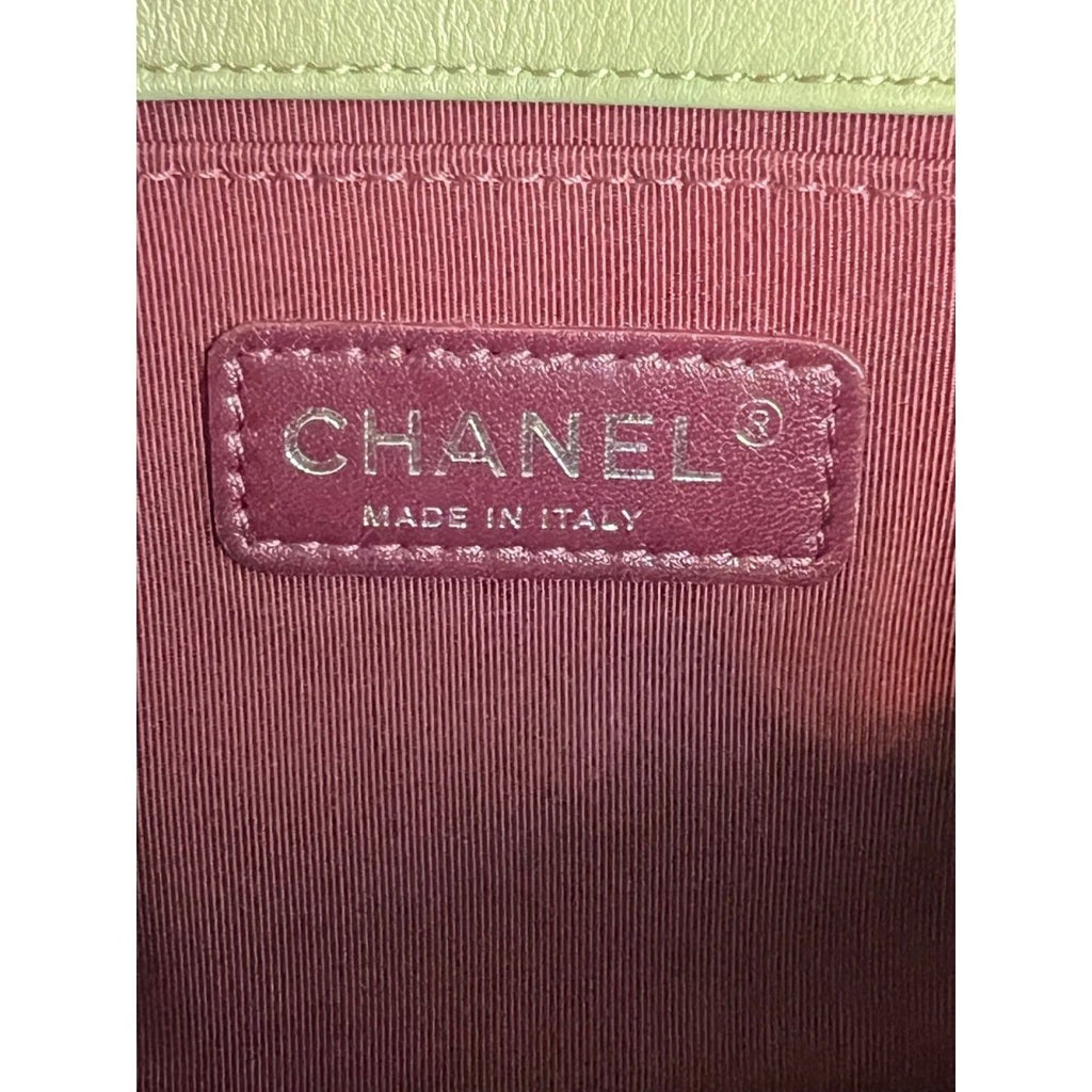 Chanel Calfskin Chevron Quilted Medium Boy Flap Light Green Bag - HOUSE OF SHE