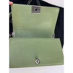 Chanel Calfskin Chevron Quilted Medium Boy Flap Light Green Bag - HOUSE OF SHE