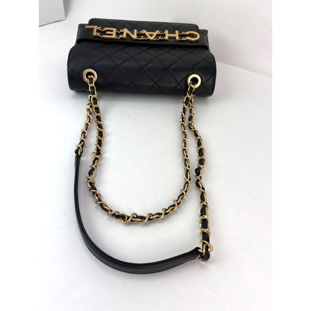 Chanel Calfskin Quilted Enchained Black Flap Shoulder Bag - HOUSE OF SHE