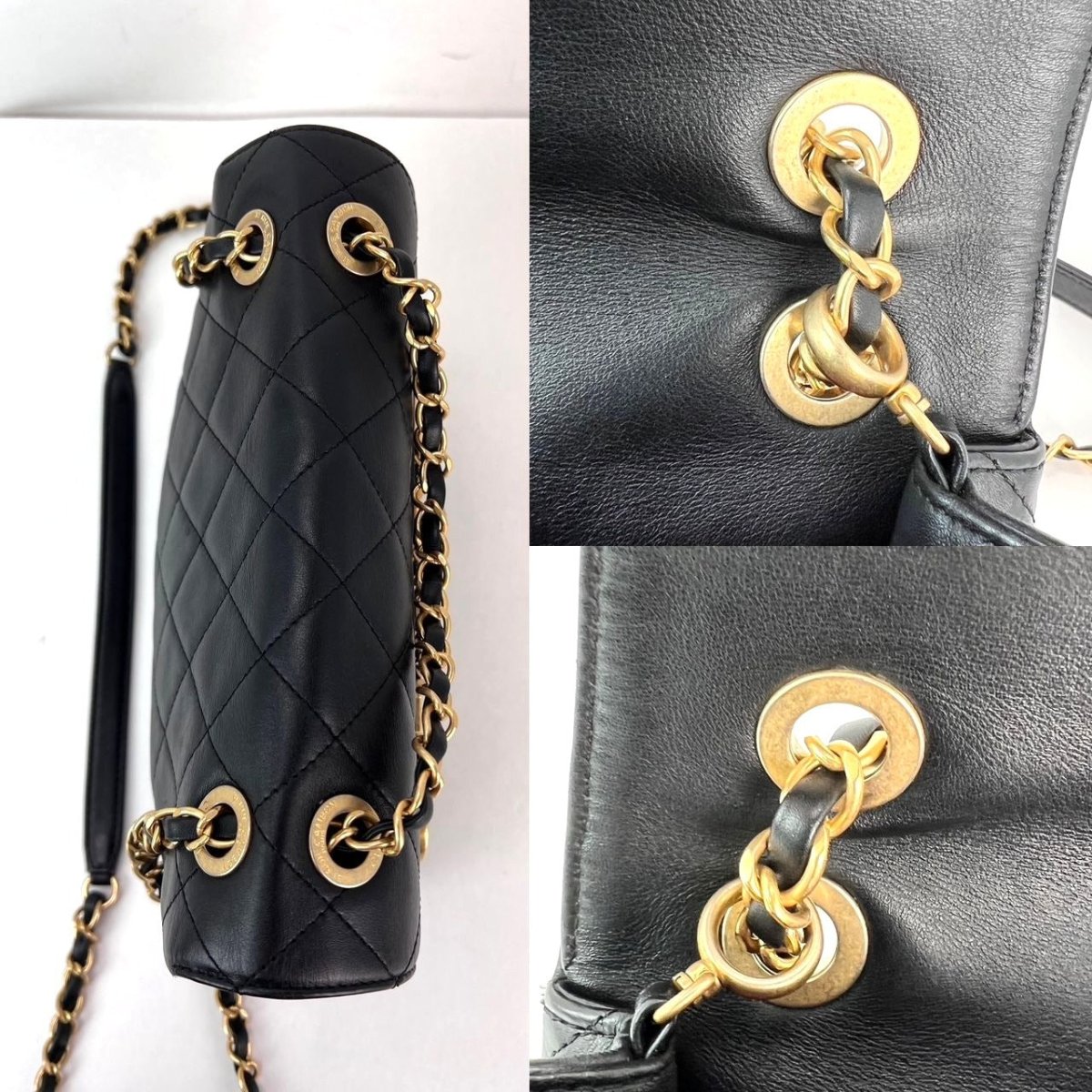 Chanel Calfskin Quilted Enchained Black Flap Shoulder Bag - HOUSE OF SHE
