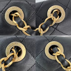 Chanel Calfskin Quilted Enchained Black Flap Shoulder Bag - HOUSE OF SHE