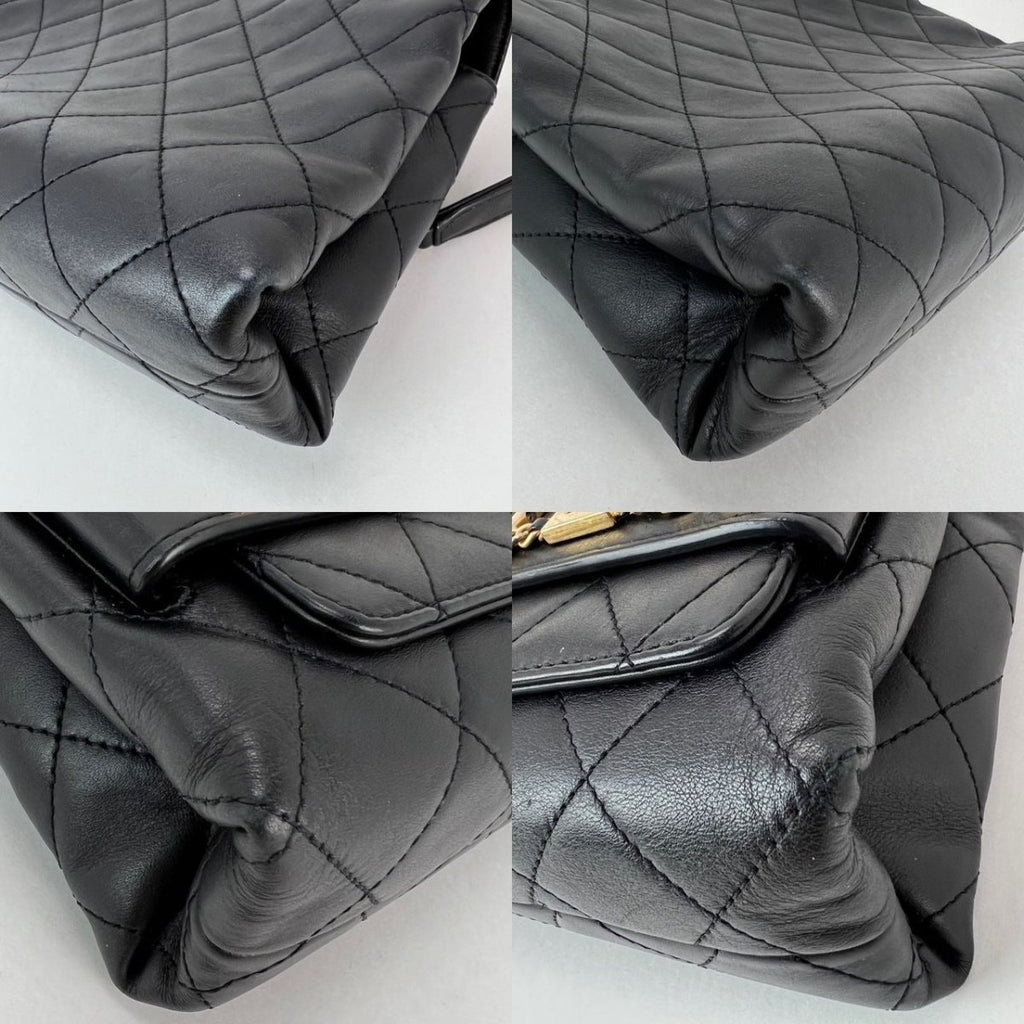 Chanel Calfskin Quilted Enchained Black Flap Shoulder Bag - HOUSE OF SHE