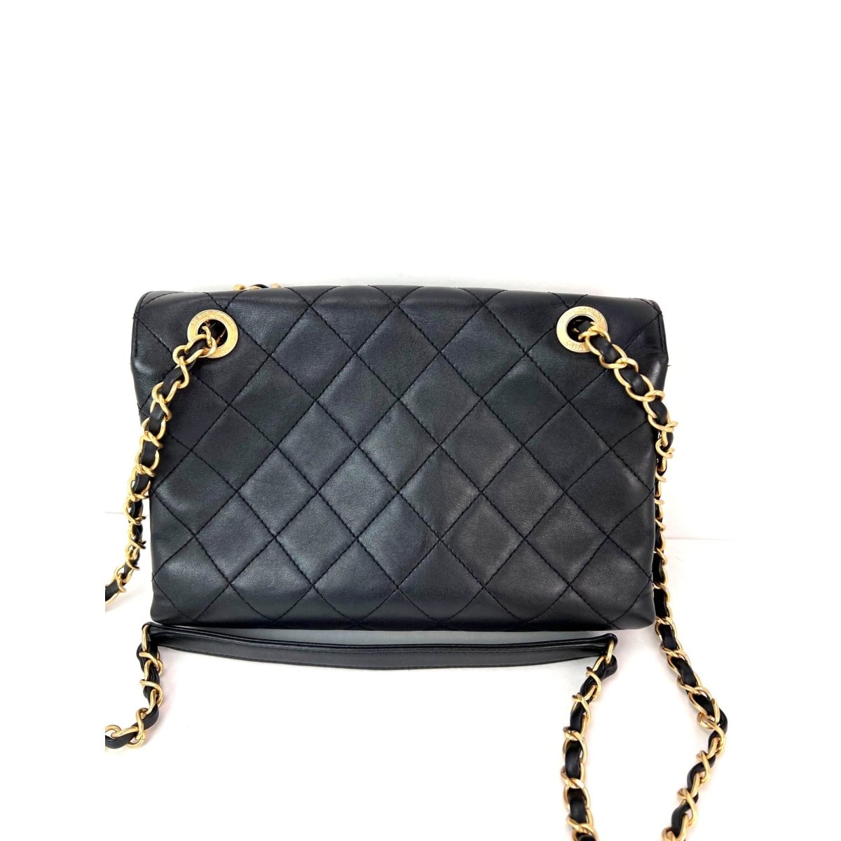 Chanel Calfskin Quilted Enchained Black Flap Shoulder Bag - HOUSE OF SHE