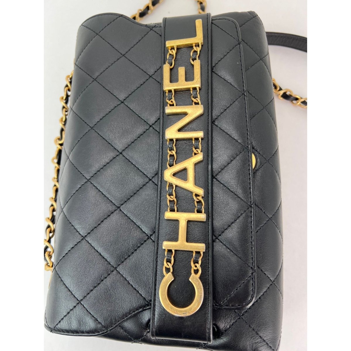 Chanel Calfskin Quilted Enchained Black Flap Shoulder Bag - HOUSE OF SHE