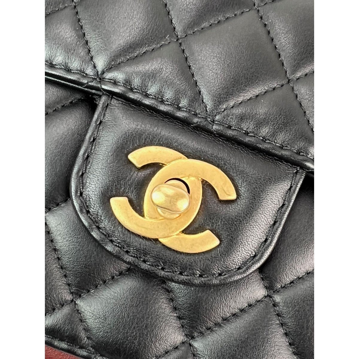 Chanel Calfskin Quilted Strap into Flap Black Burgundy Shoulder Bag - HOUSE OF SHE