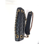 Chanel Calfskin Quilted Strap into Flap Black Burgundy Shoulder Bag - HOUSE OF SHE