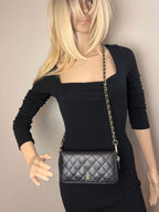 Chanel Caviar Quilted Large Gusset Zip Around Black Wallet - HOUSE OF SHE
