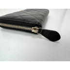 Chanel Caviar Quilted Large Gusset Zip Around Black Wallet - HOUSE OF SHE