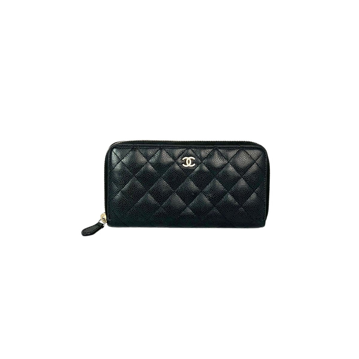 Chanel Caviar Quilted Large Gusset Zip Around Black Wallet - HOUSE OF SHE
