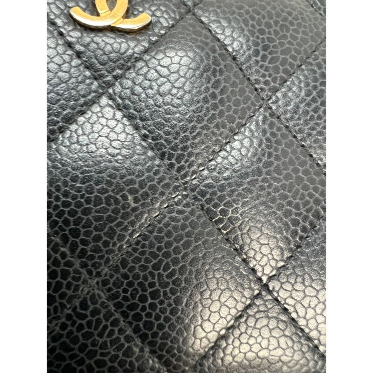 Chanel Caviar Quilted Large Gusset Zip Around Black Wallet - HOUSE OF SHE