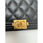 Chanel Caviar Quilted Mini Boy Clutch Wallet on a Chain Black - HOUSE OF SHE