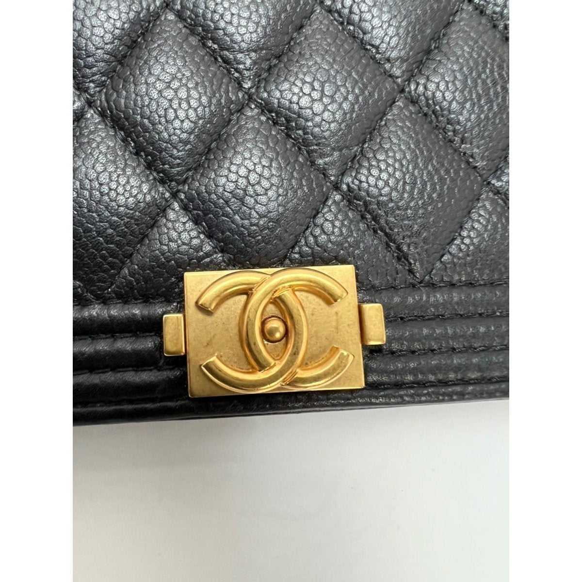 Chanel Caviar Quilted Mini Boy Clutch Wallet on a Chain Black - HOUSE OF SHE