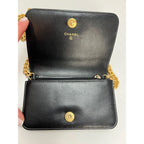 Chanel Caviar Quilted Mini Boy Clutch Wallet on a Chain Black - HOUSE OF SHE