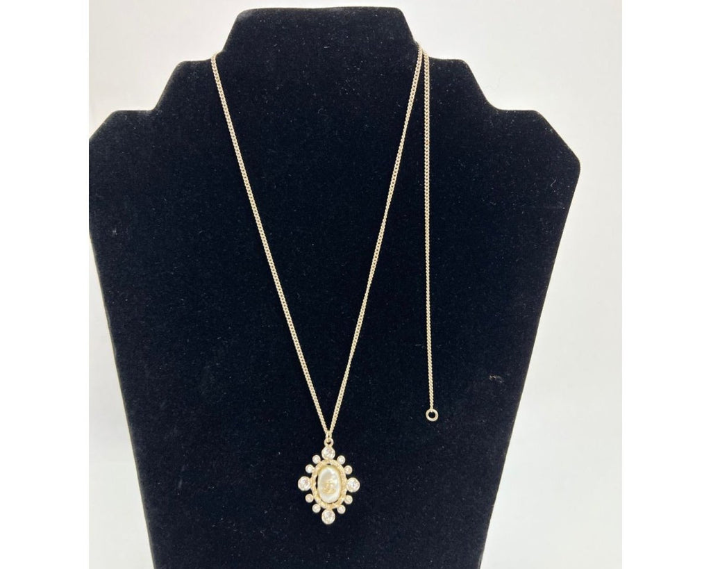 Chanel Crystal CC Necklace Gold Pearly Fashion Jewelry - HOUSE OF SHE