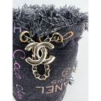 Chanel Denim Quilted Mood Mini Bucket With Chain Black - HOUSE OF SHE