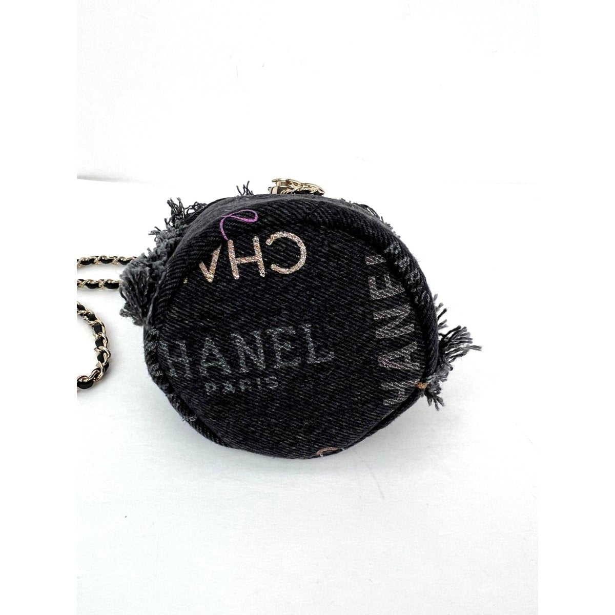 Chanel Denim Quilted Mood Mini Bucket With Chain Black - HOUSE OF SHE