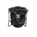 Chanel Denim Quilted Mood Mini Bucket With Chain Black - HOUSE OF SHE
